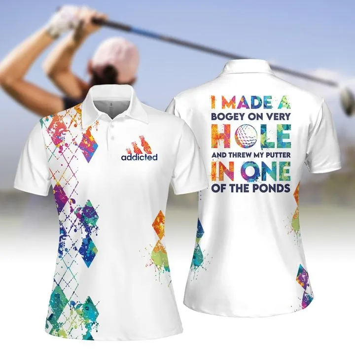 Argyle Style I Made A Hole In One Women Short Sleeve Polo Shirt, Sleeveless Polo Shirt