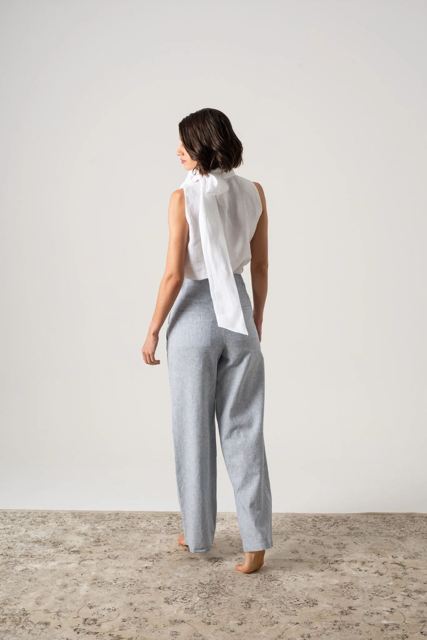 Axel Linen Tie Top White