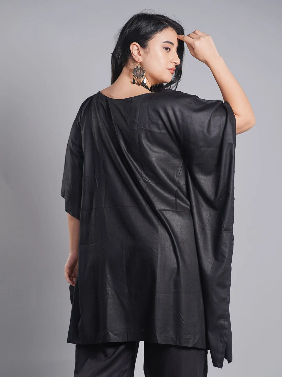 Black Rayon Kaftan - EDELWEISS