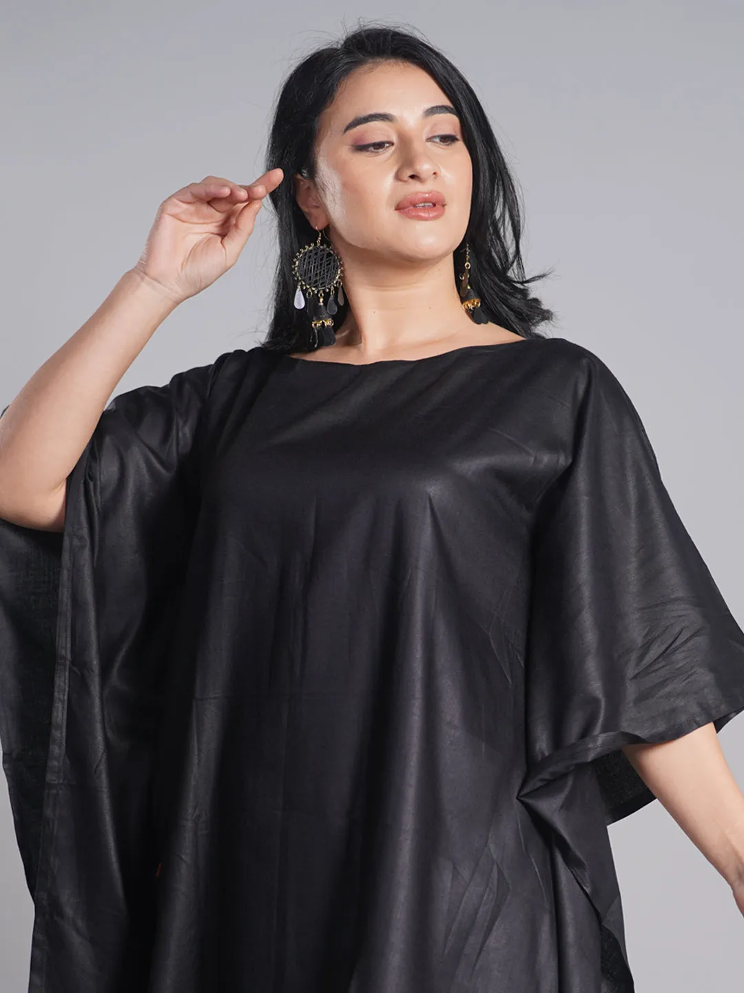 Black Rayon Kaftan - EDELWEISS
