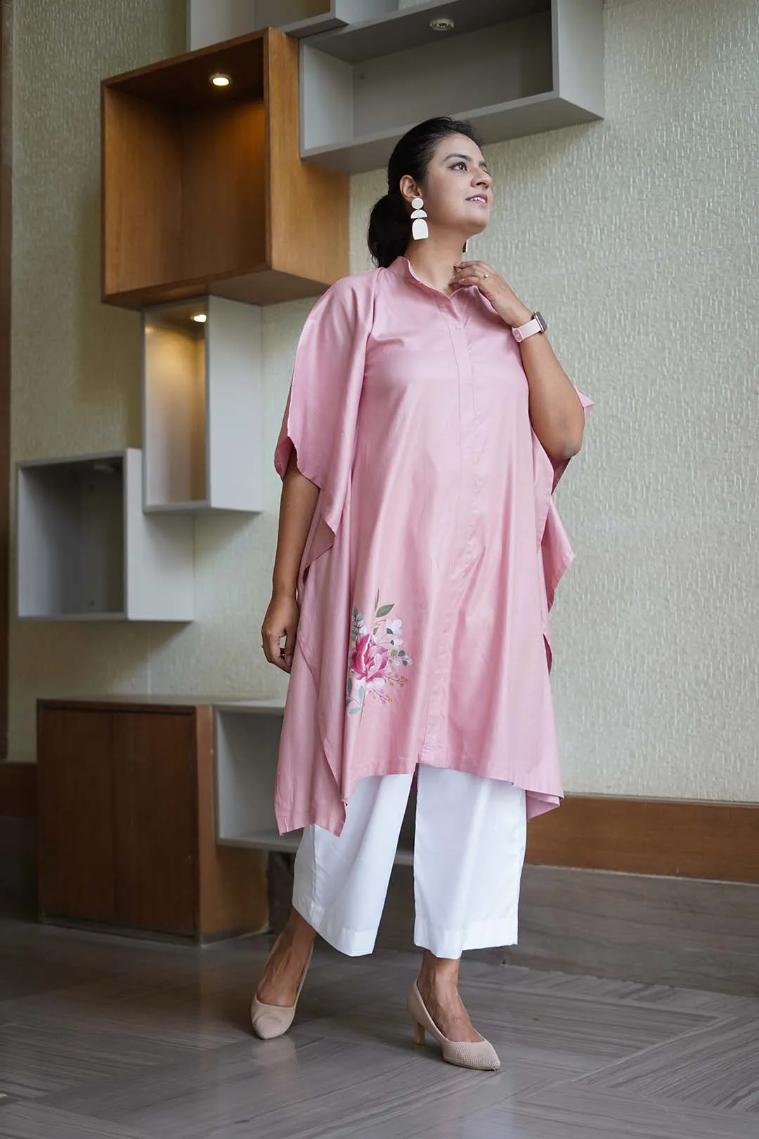 Blush Rayon MandarinKurta - RoseDew