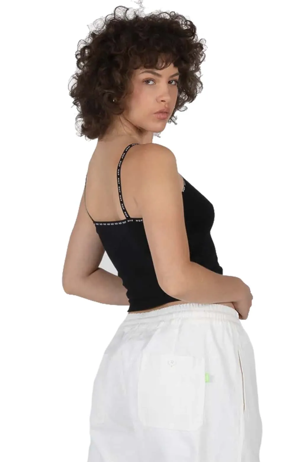 Butterfly Wing Ribbed Tank - Black