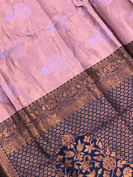 Charming Lavender Colored Floral Designed Soft Silk Saree For Women