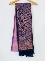 Charming Lavender Colored Floral Designed Soft Silk Saree For Women