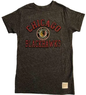 Chicago Blackhawks Retro Brand Charcoal Retro Vintage Logo SS Crew T-Shirt