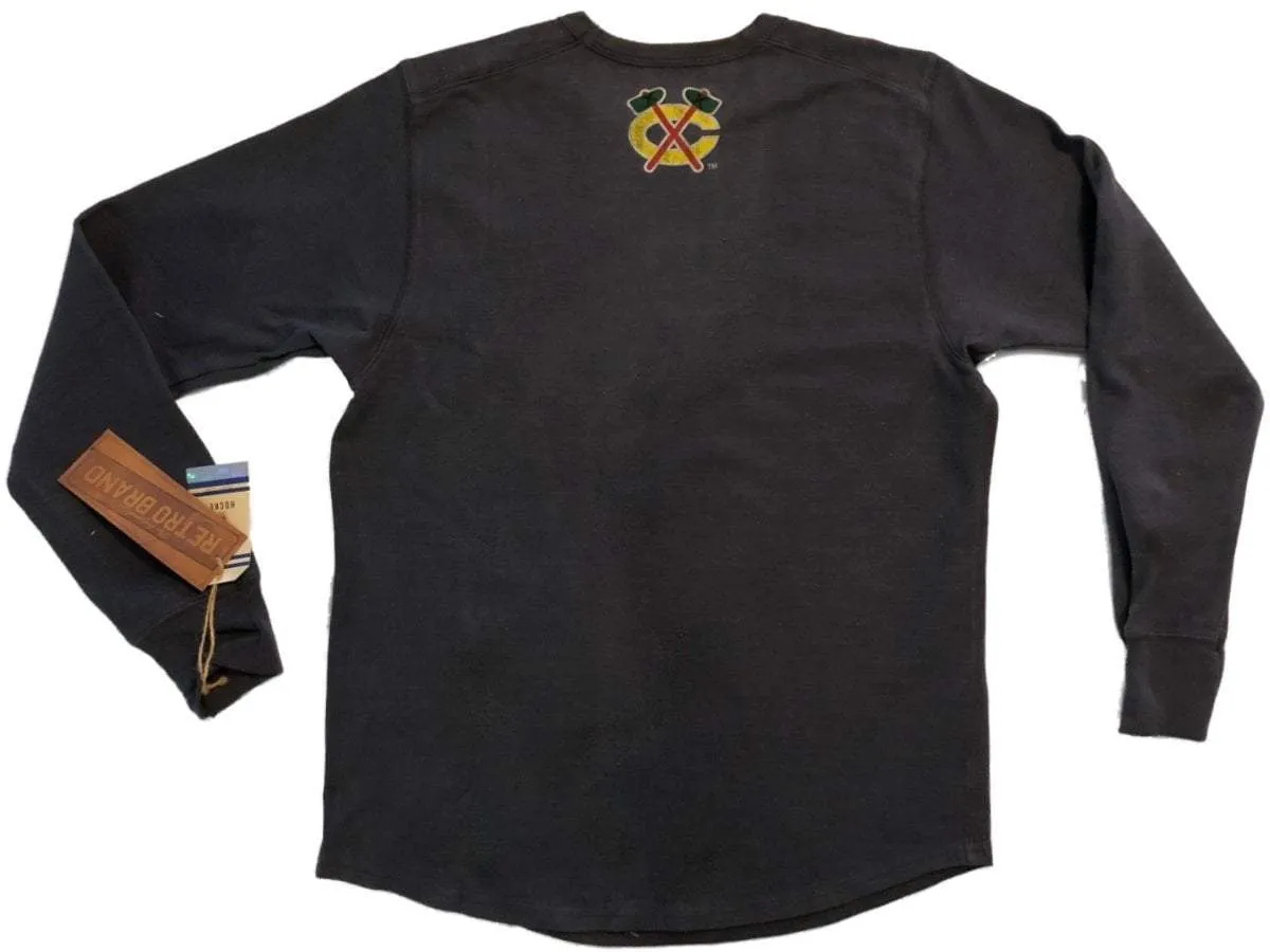 Chicago Blackhawks Retro Brand Dark Gray LS Thick Knit Crew Neck T-Shirt