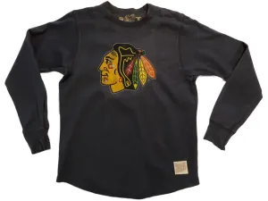 Chicago Blackhawks Retro Brand Dark Gray LS Thick Knit Crew Neck T-Shirt