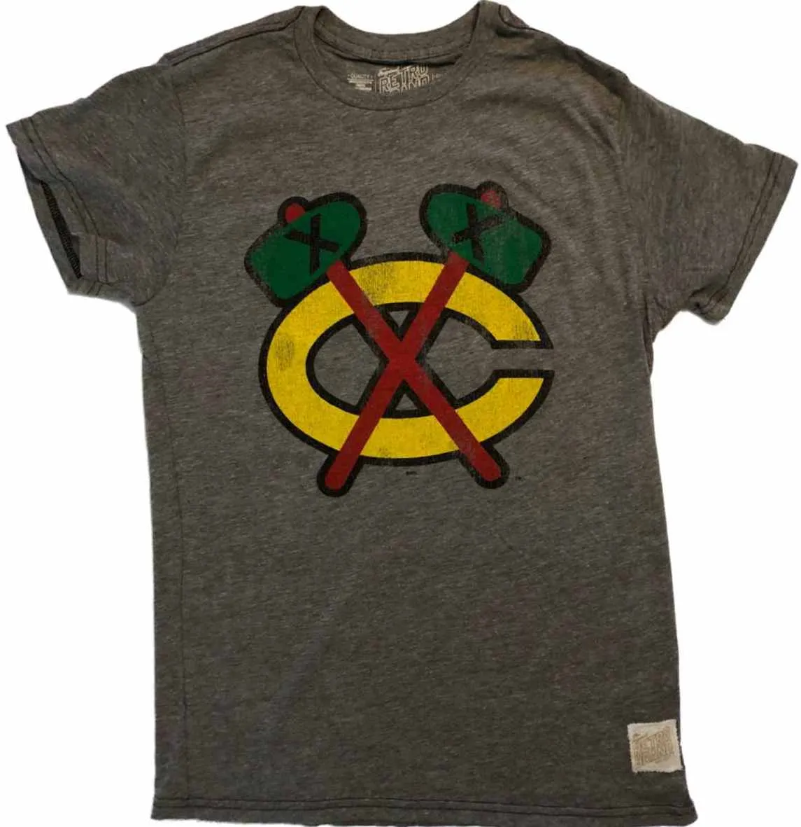 Chicago Blackhawks Retro Brand Gray Alternative Logo SS Crew Neck T-Shirt