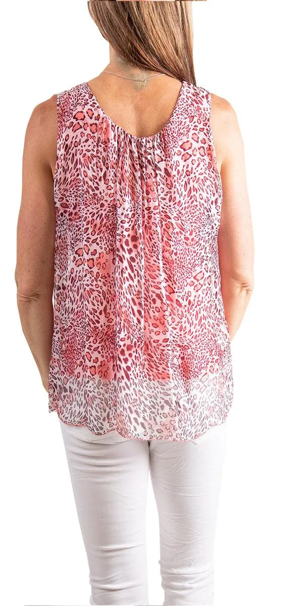 Chieti Silk Cheetah Print Tank