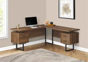 Computer Desk - 70"L / Walnut / Black Metal / L/R Face