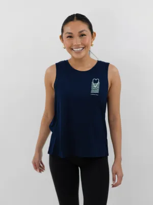 CorePower Yoga Heart Navy Muscle Tank