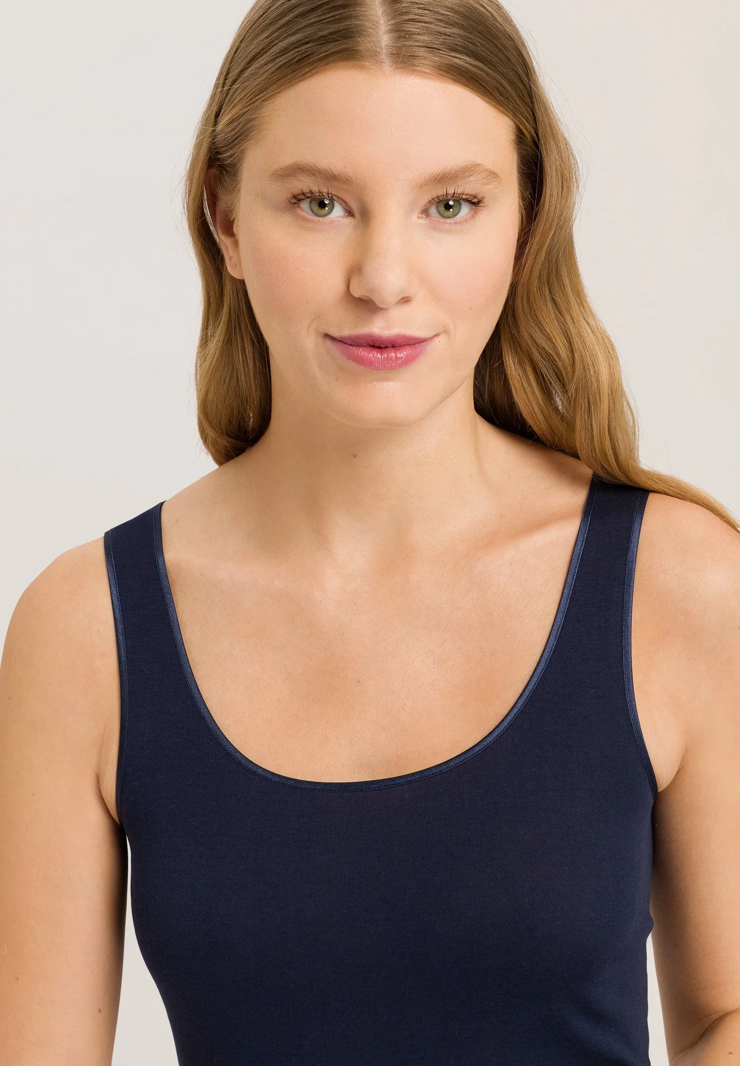 Cotton Seamless Round Neck Cotton Tank Top | Deep Navy 71604-1610