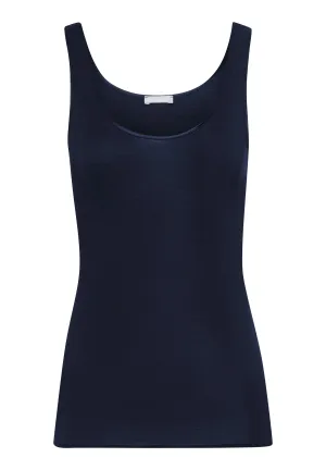 Cotton Seamless Round Neck Cotton Tank Top | Deep Navy 71604-1610