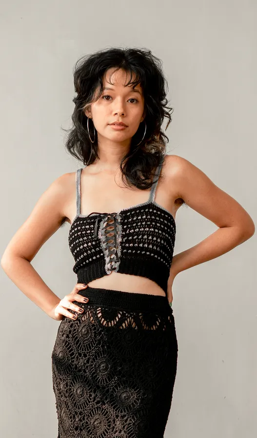 Crochet Bralette Rayon Black, 1 Size