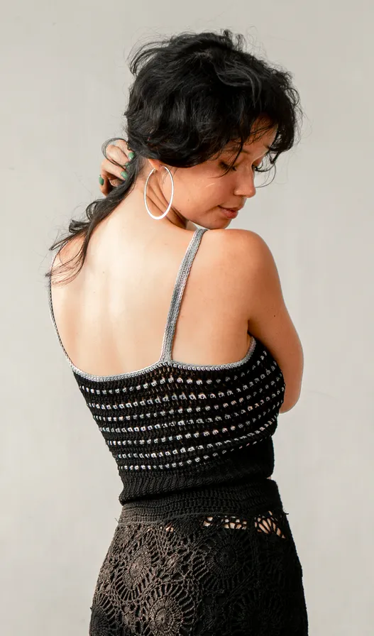 Crochet Bralette Rayon Black, 1 Size
