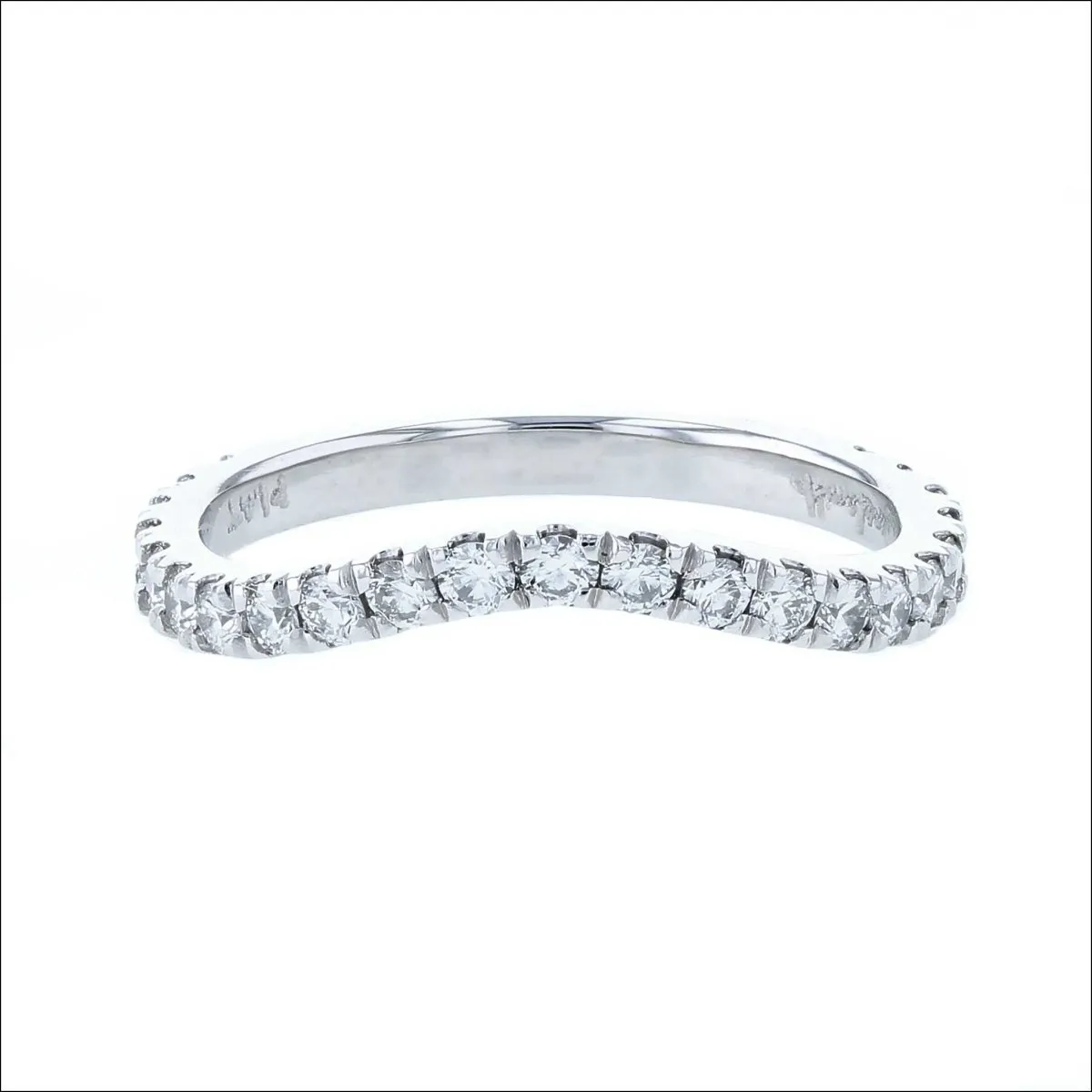 Diamond Scoop and Split Gentle Curve Band Platinum
