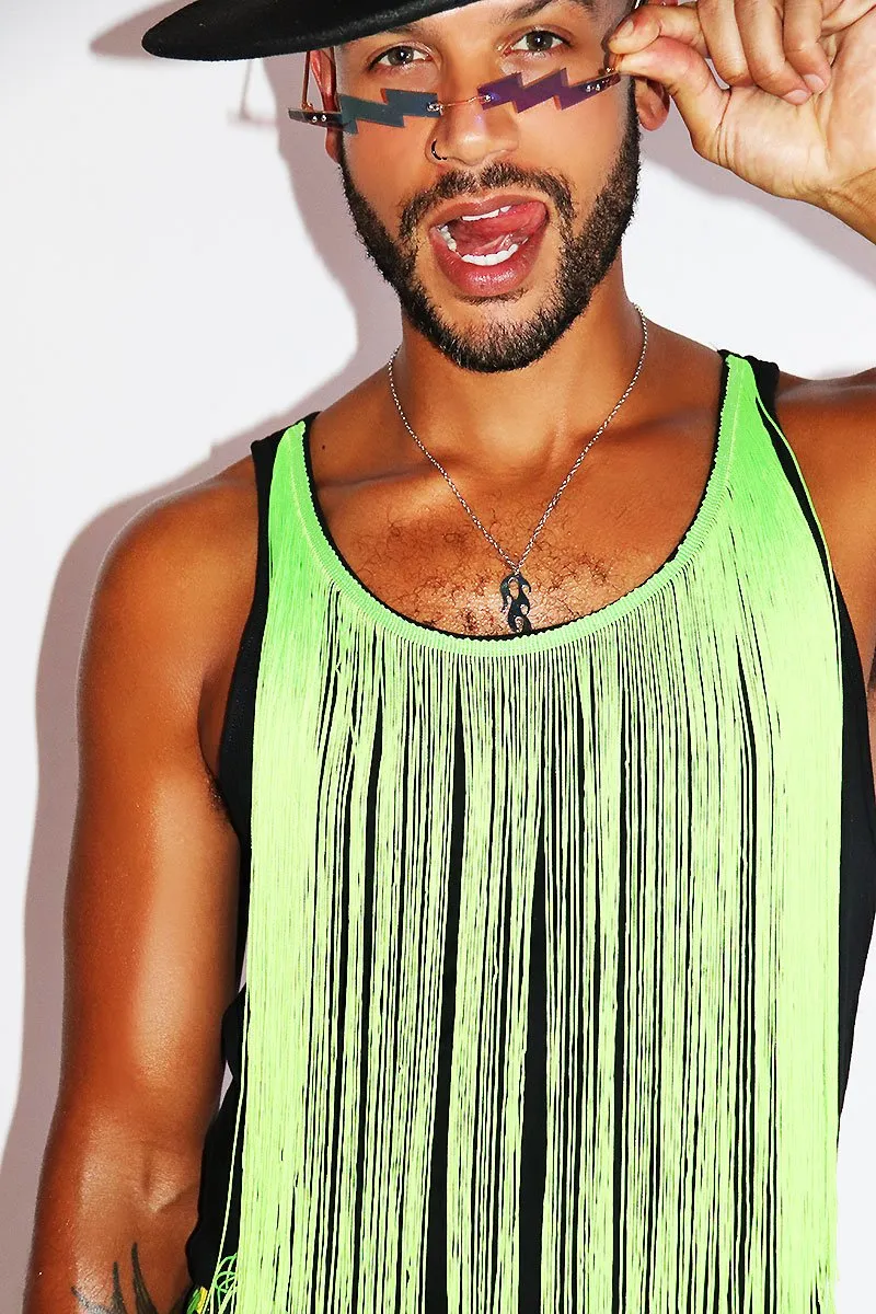 Festival Fringe Racerback Tank- Neon Green