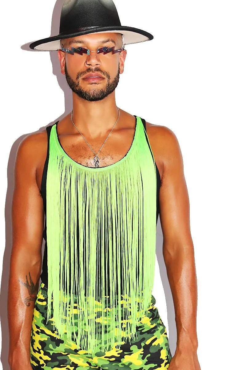 Festival Fringe Racerback Tank- Neon Green