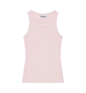 GANNI Pink Rib Tank Top