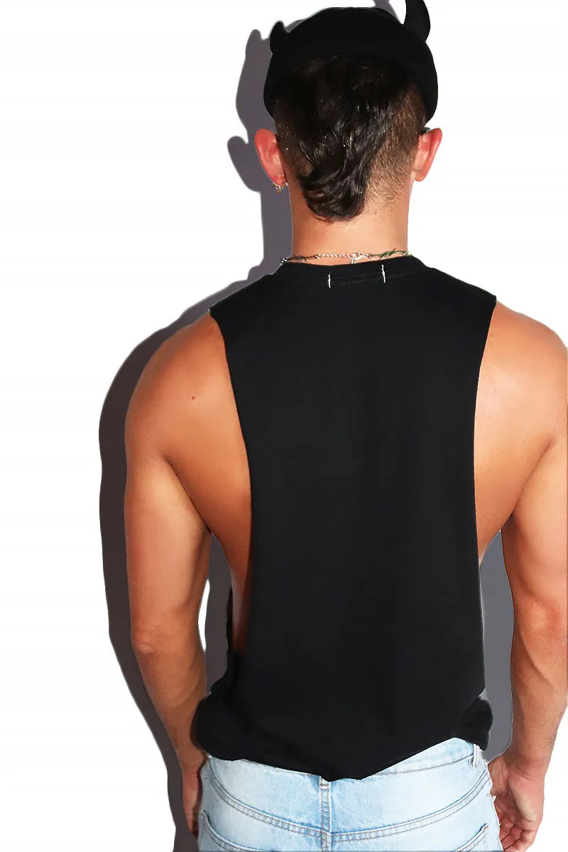 Gay As Hell Low Armhole Tank- Black