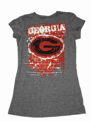 Georgia Bulldogs 5th & Ocean WOMENS Gray Paint Splatter Logo SS T-Shirt (S)