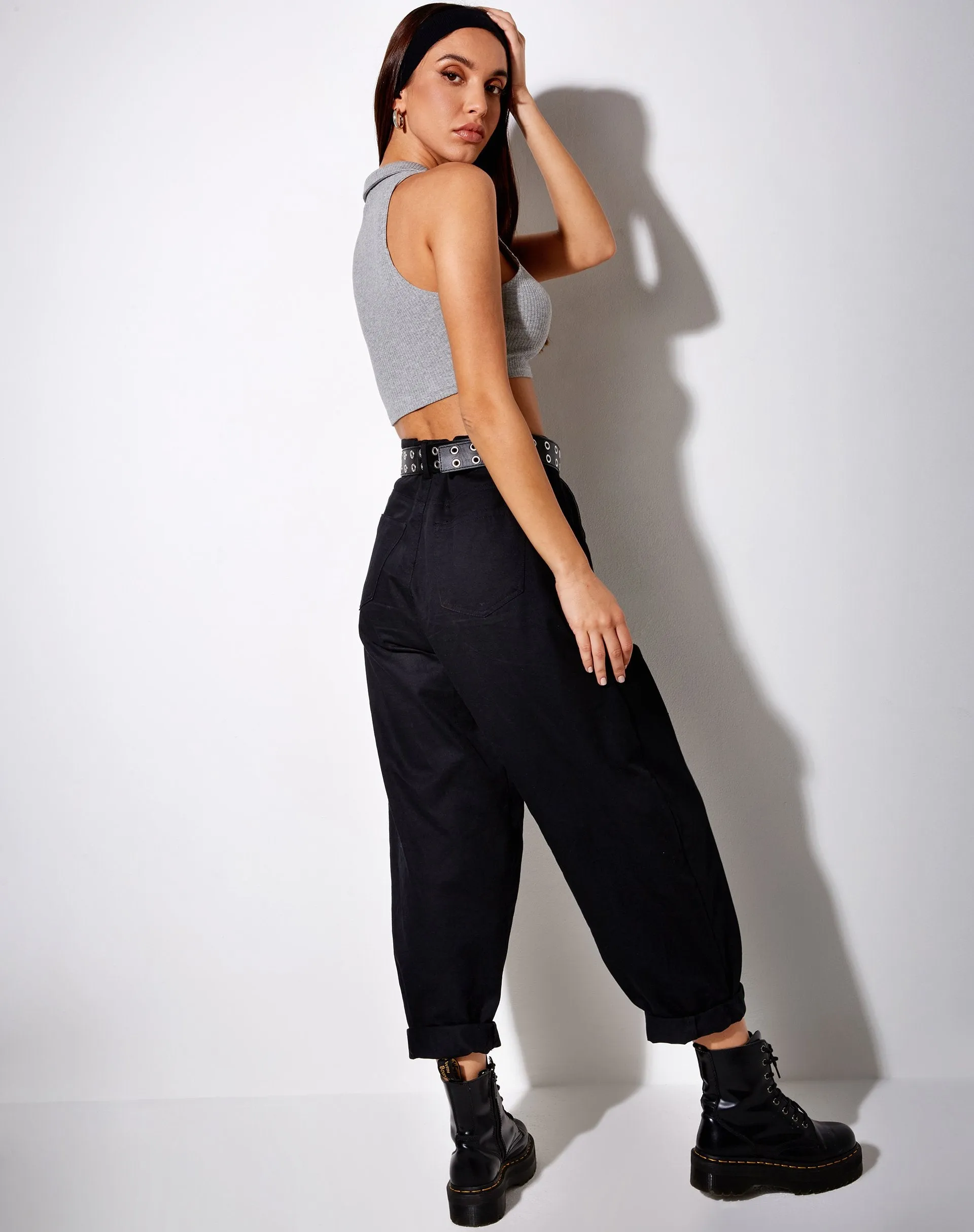 Guaco Crop Top in Rib Grey Marl