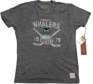 Hartford Whalers Retro Brand Gray Soft Tri-Blend Short Sleeve Hockey T-Shirt