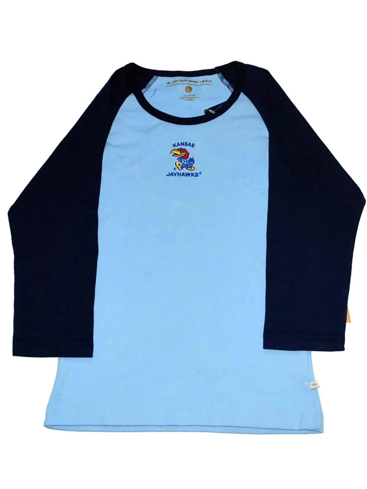 Kansas Jayhawks Girls Long Sleeve Shirt Antigua Blue Youth (L)