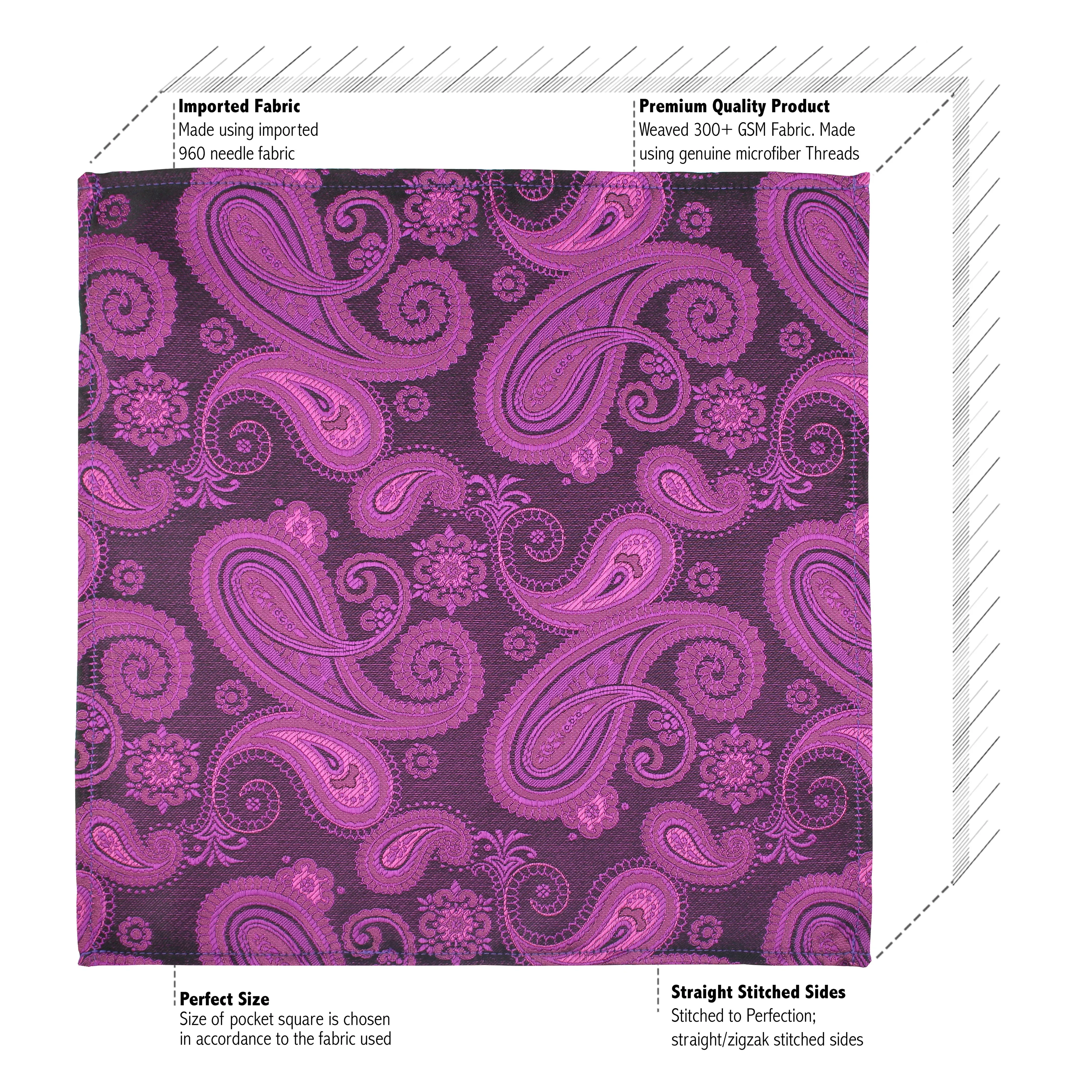 Kovove Pink Paisley Necktie and Pocket Square Gift Box