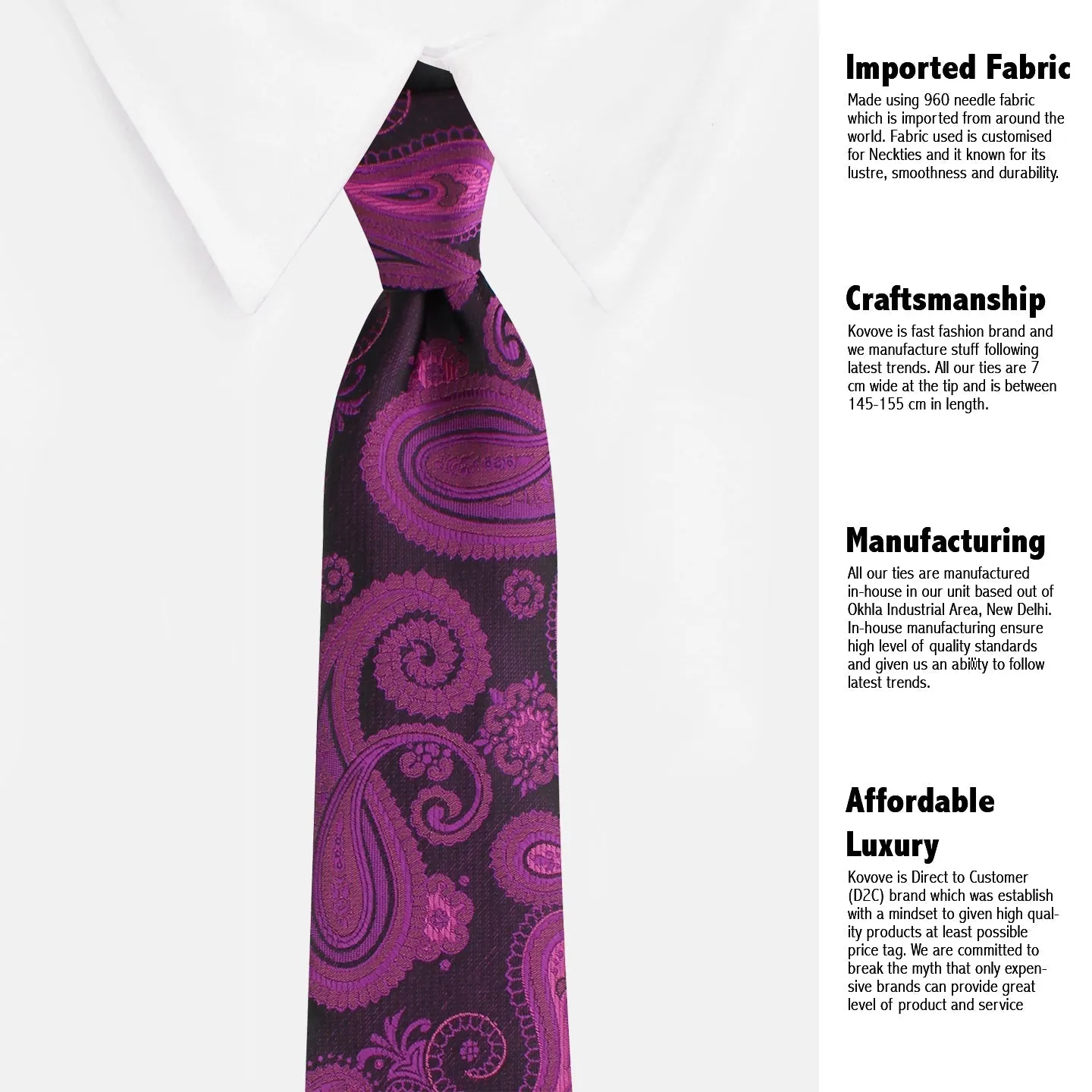 Kovove Pink Paisley Necktie and Pocket Square Gift Box