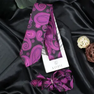 Kovove Pink Paisley Necktie and Pocket Square Gift Box