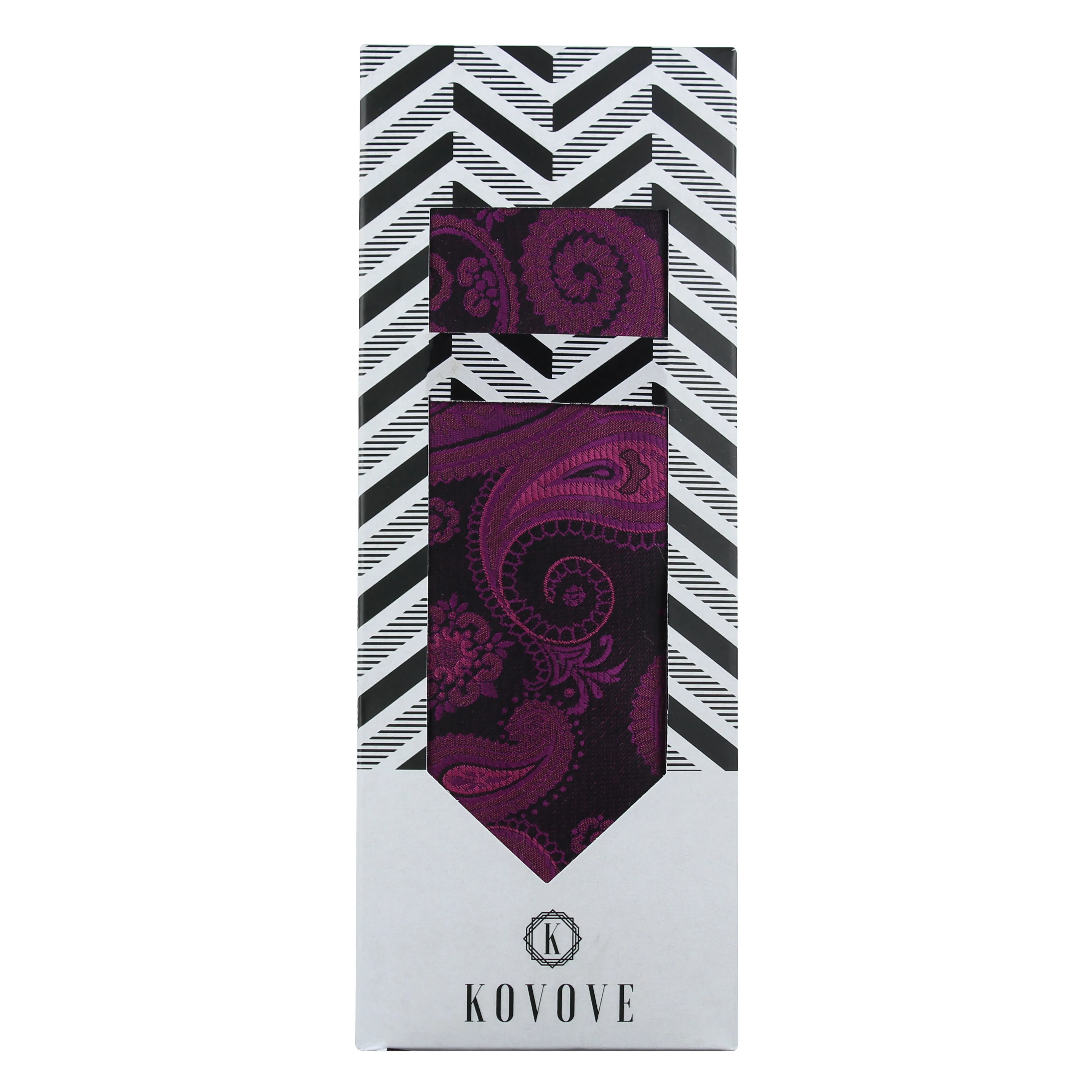 Kovove Pink Paisley Necktie and Pocket Square Gift Box
