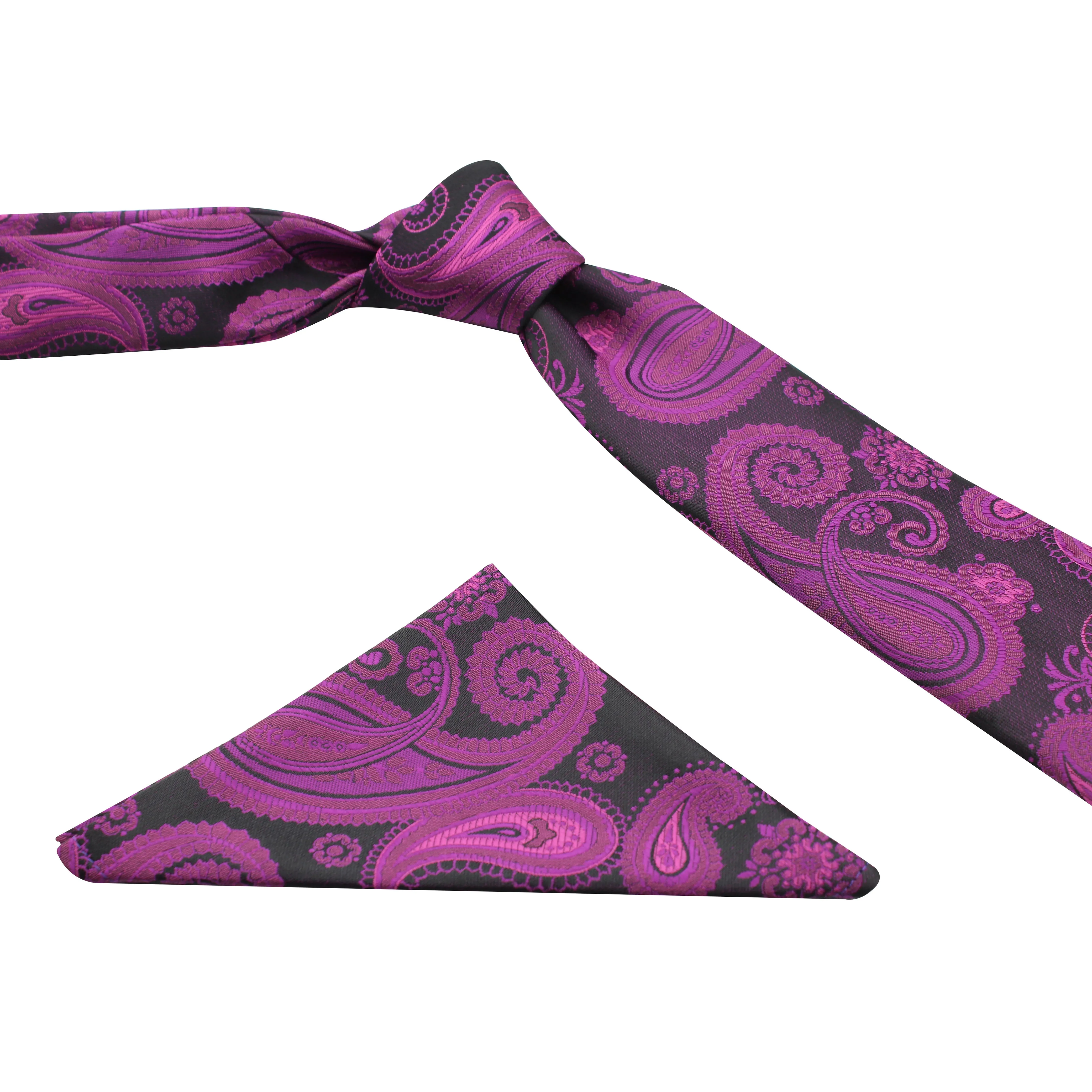 Kovove Pink Paisley Necktie and Pocket Square Gift Box