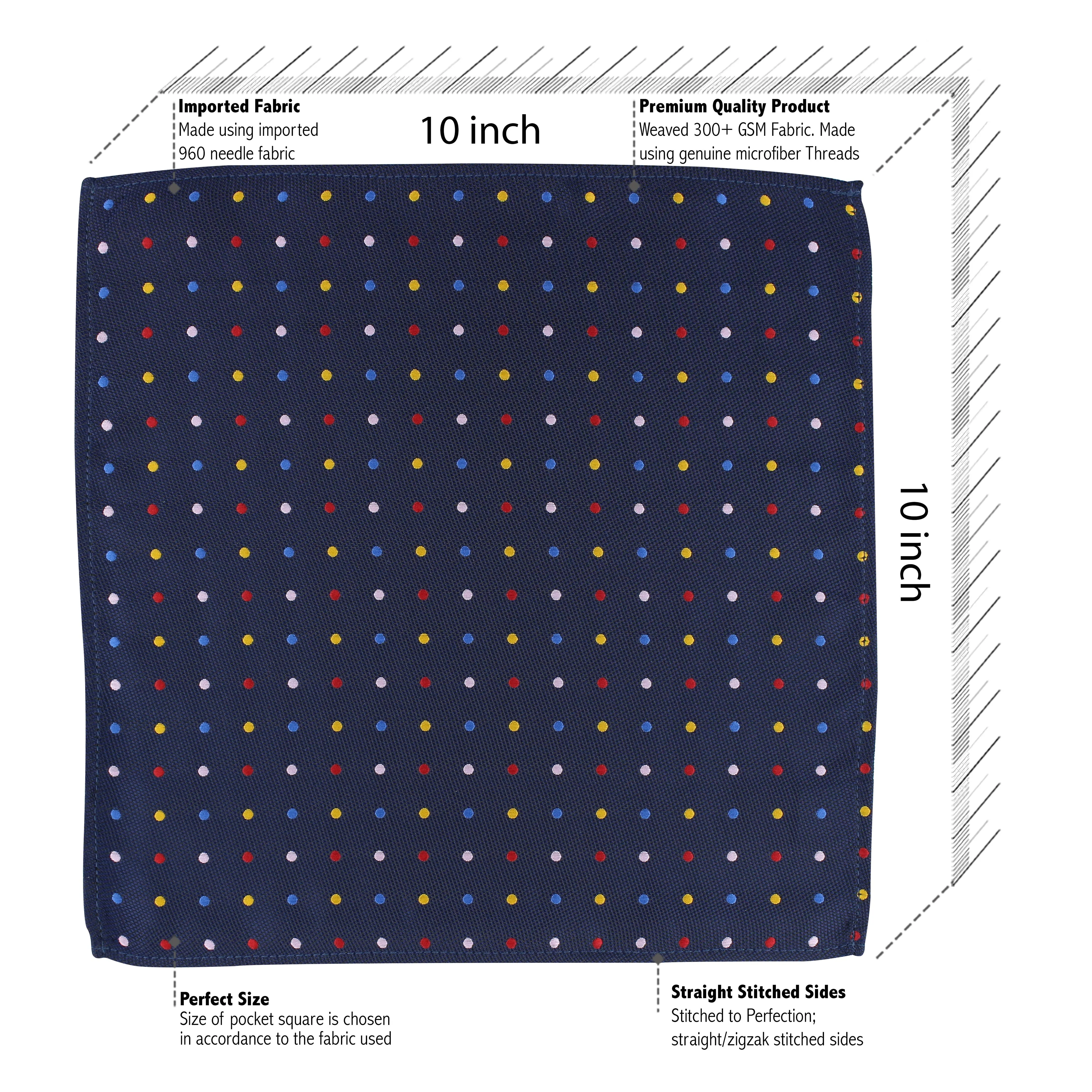 Kovove The Rainbow Polka Dot Blue Necktie and Pocket Square Gift Box