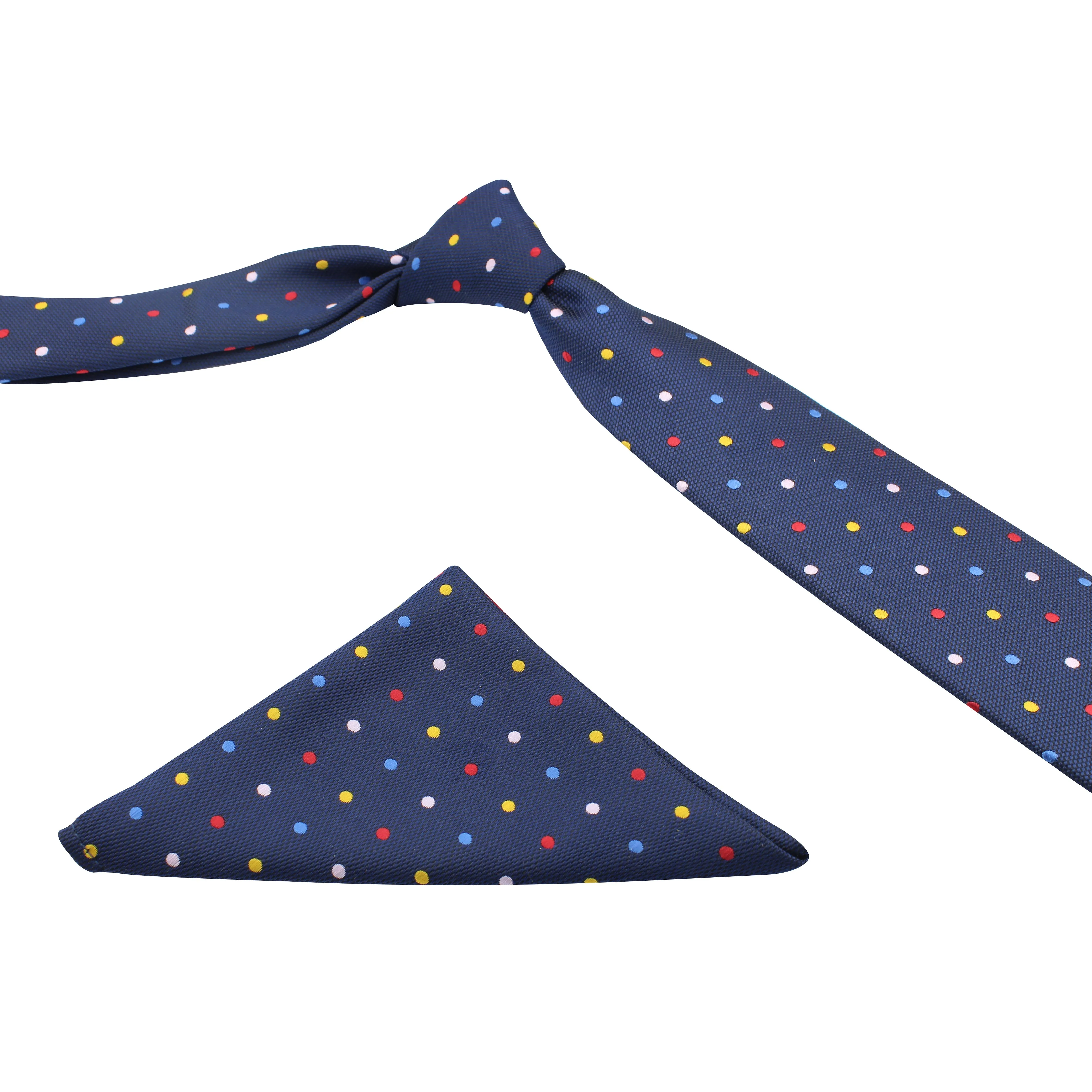 Kovove The Rainbow Polka Dot Blue Necktie and Pocket Square Gift Box