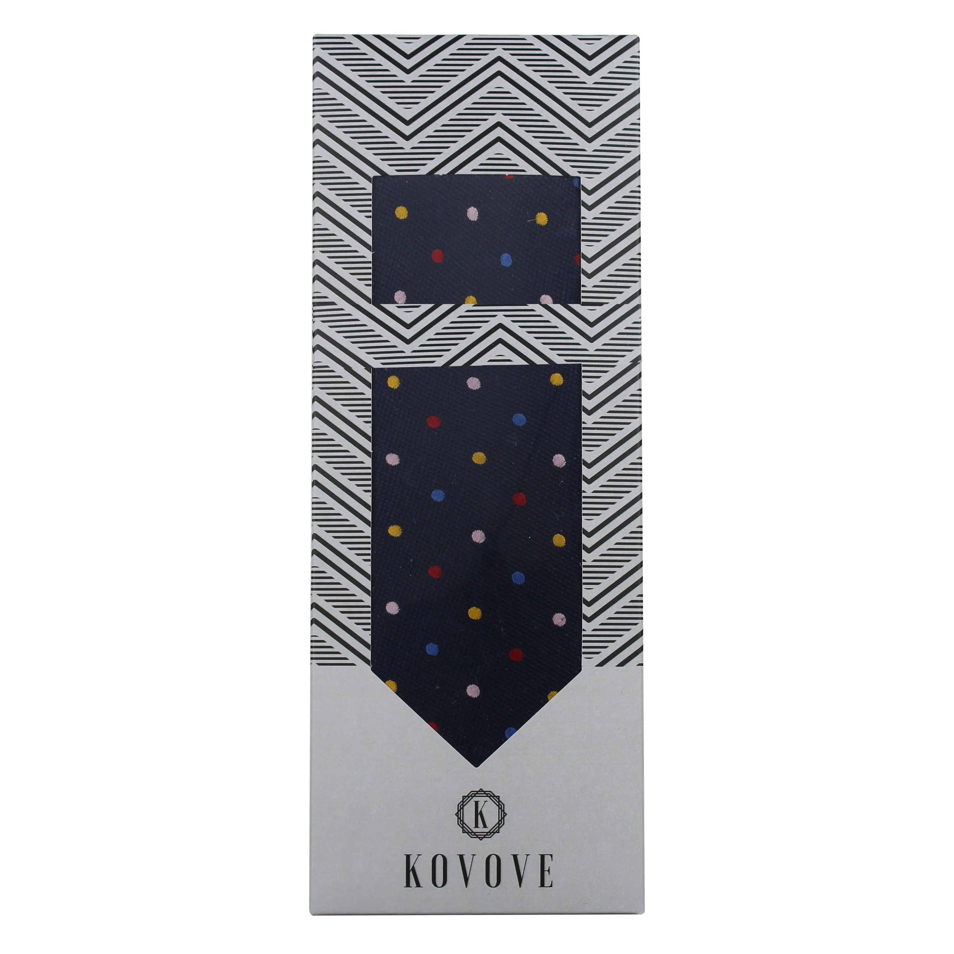 Kovove The Rainbow Polka Dot Blue Necktie and Pocket Square Gift Box