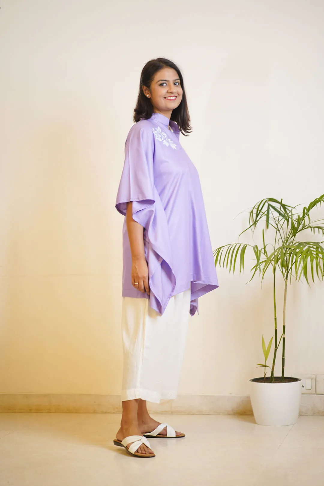 Lavender Rayon MandarinKurti - Flow