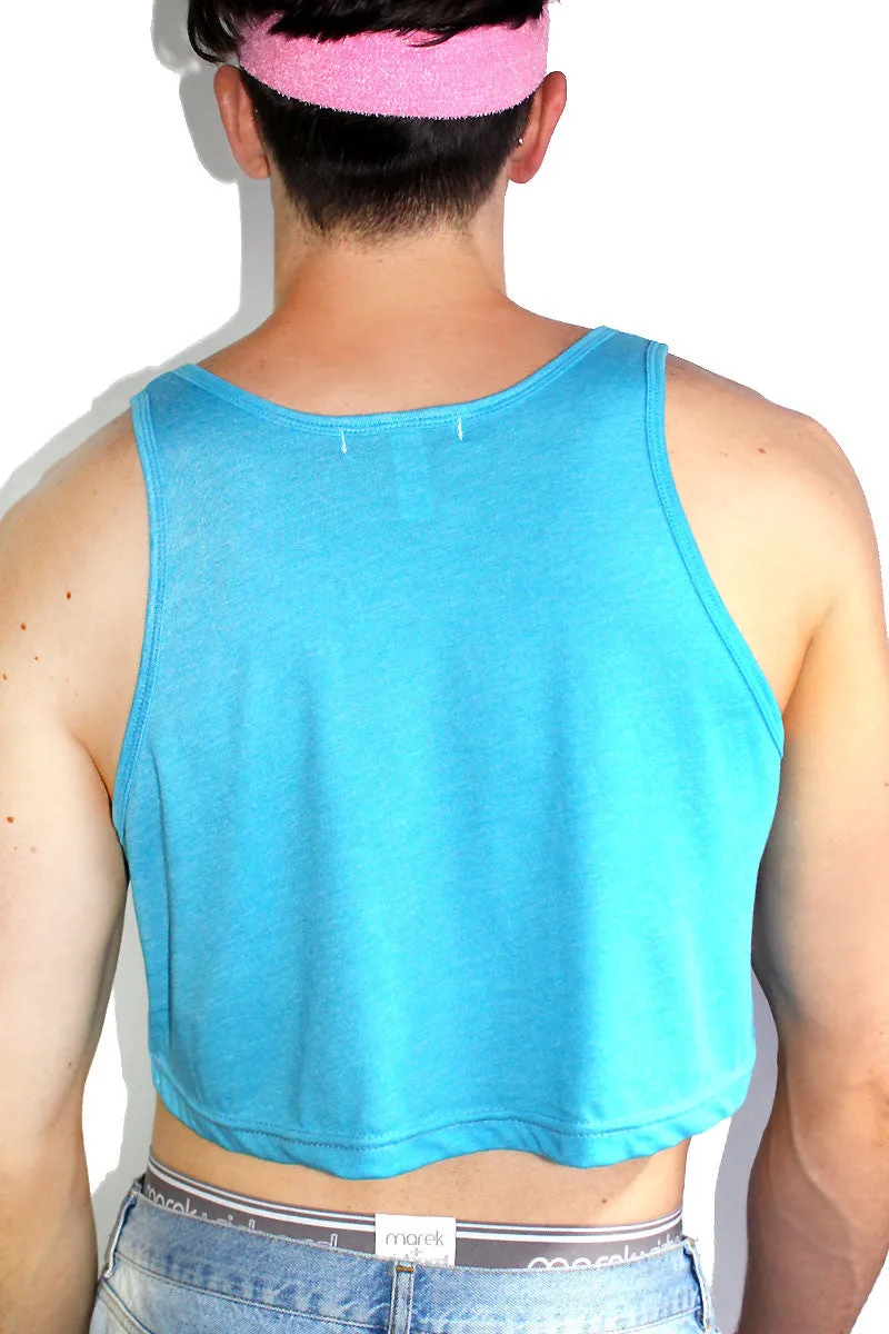 Let's Get Physical Crop Racerback Tank- Blue