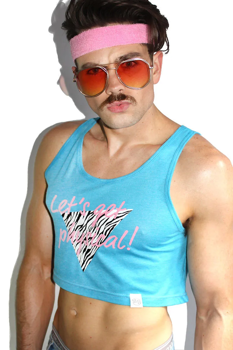 Let's Get Physical Crop Racerback Tank- Blue