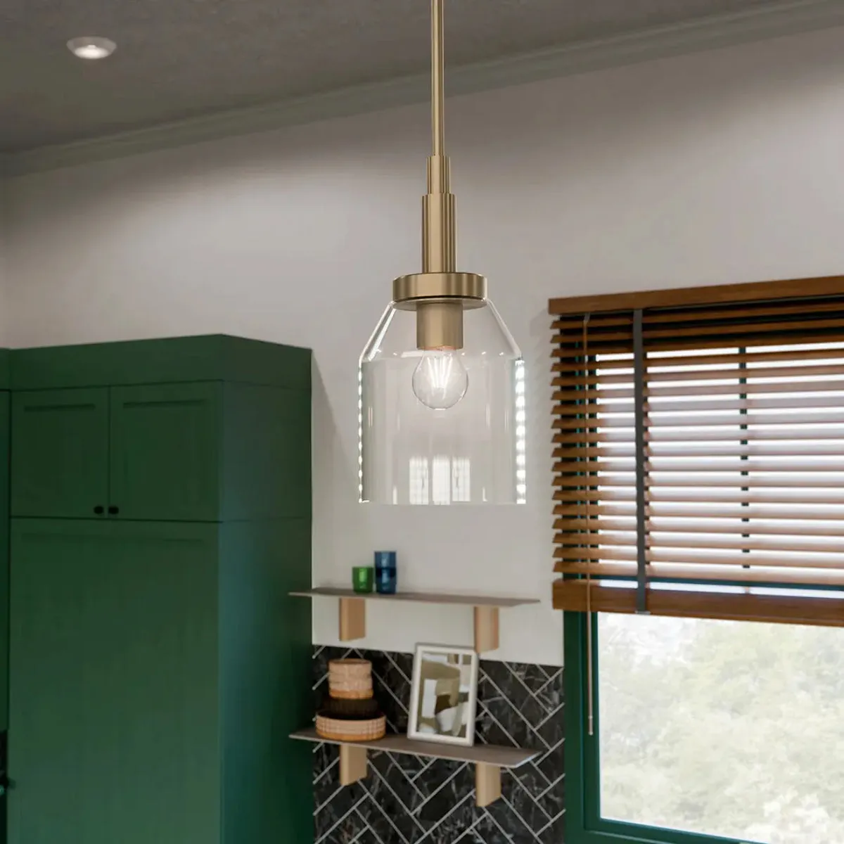 Madden 15" 1-Light Mini Pendant Light with Clear Glass, Champagne Bronze Finish
