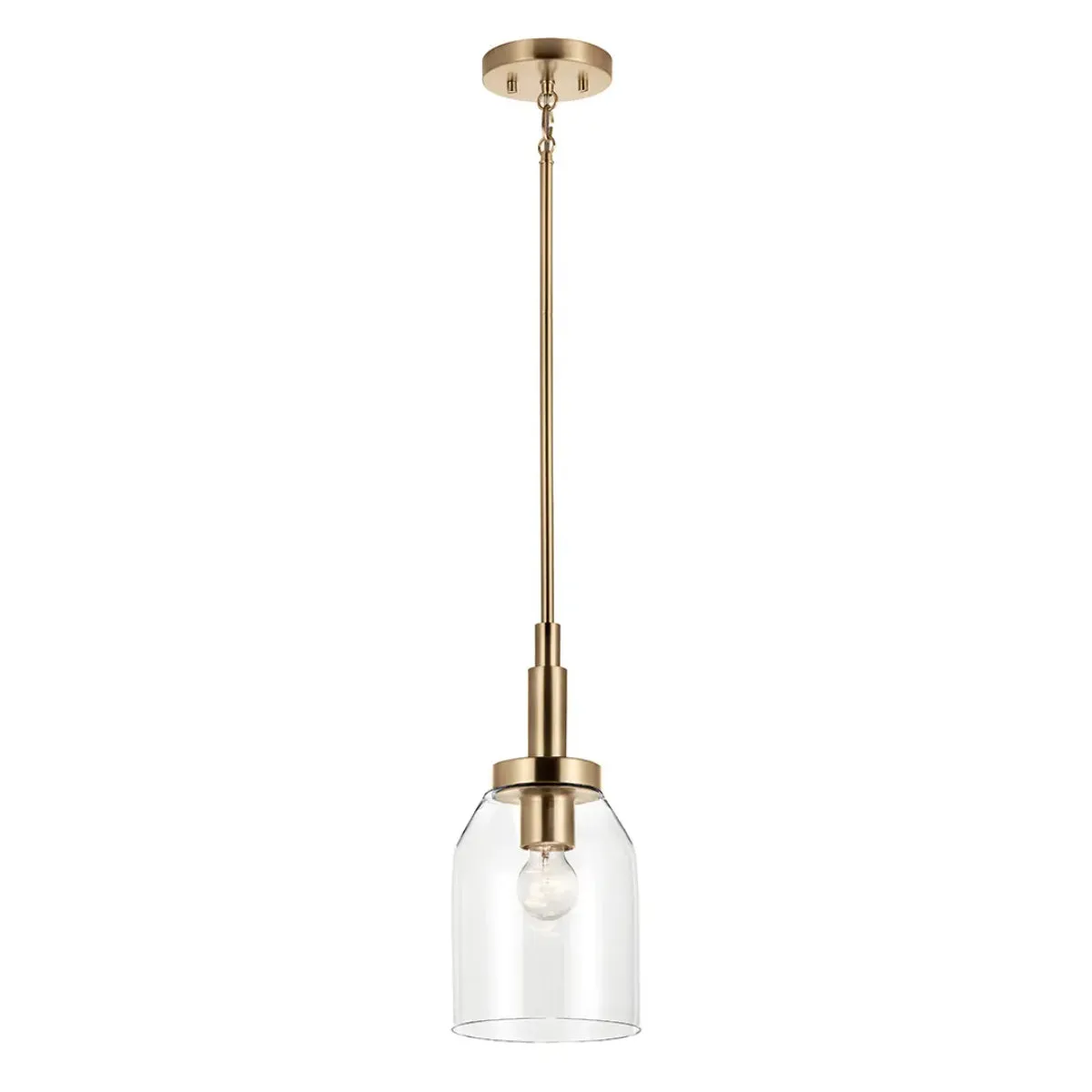Madden 15" 1-Light Mini Pendant Light with Clear Glass, Champagne Bronze Finish