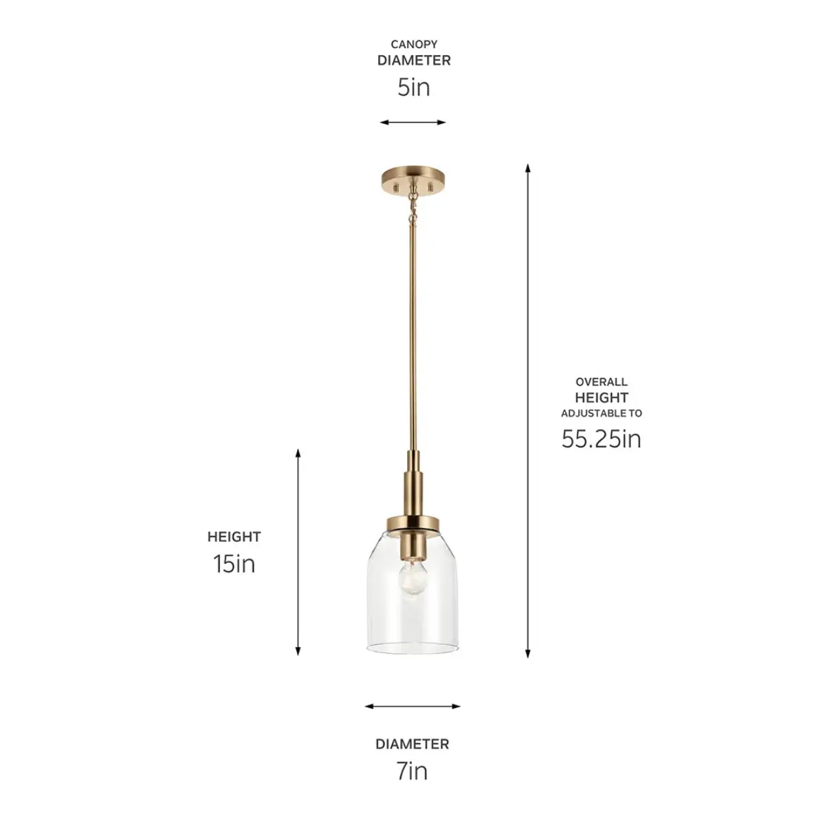 Madden 15" 1-Light Mini Pendant Light with Clear Glass, Champagne Bronze Finish