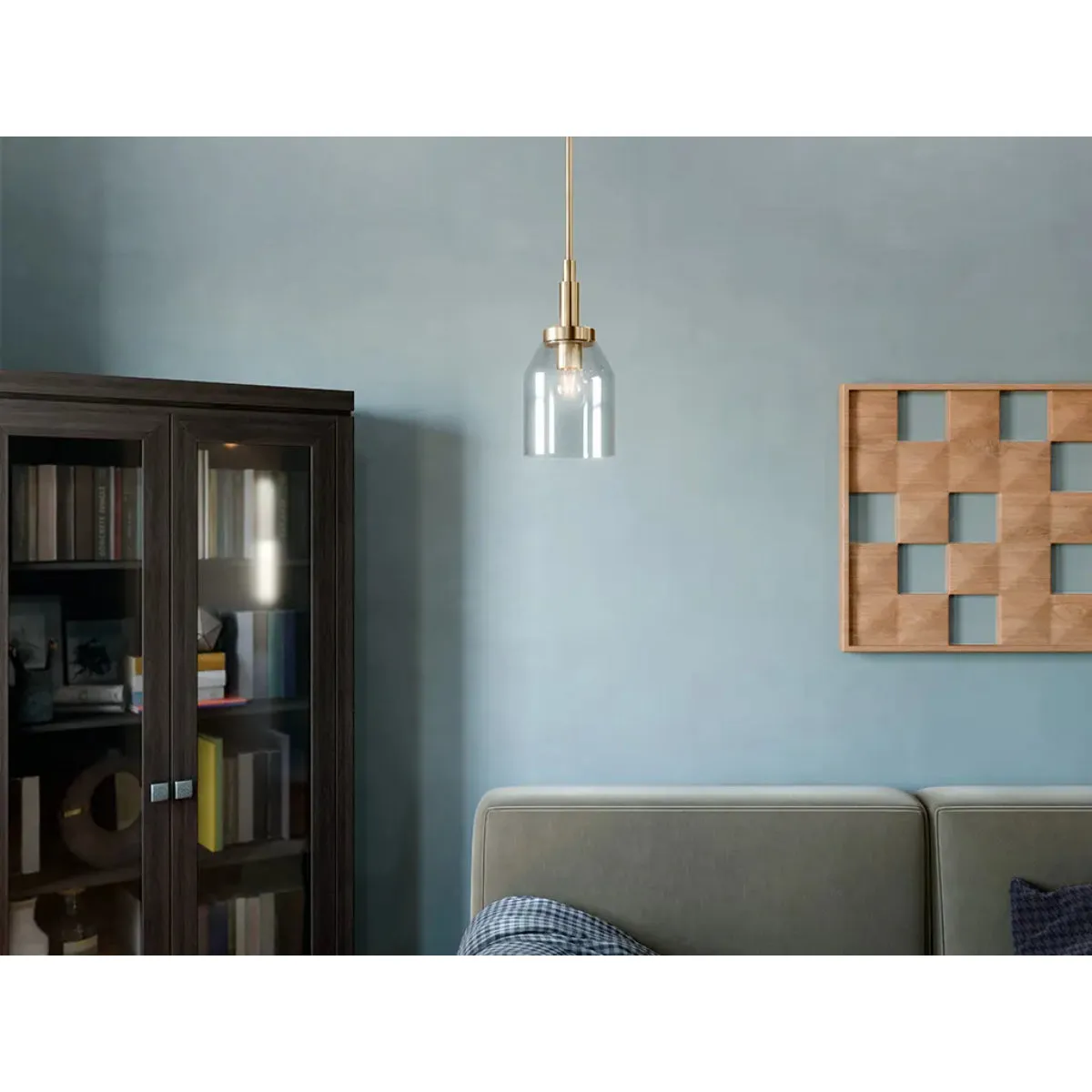 Madden 15" 1-Light Mini Pendant Light with Clear Glass, Champagne Bronze Finish