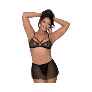 Magic Silk Girl Next Door Bralette With Skirt Black S/M