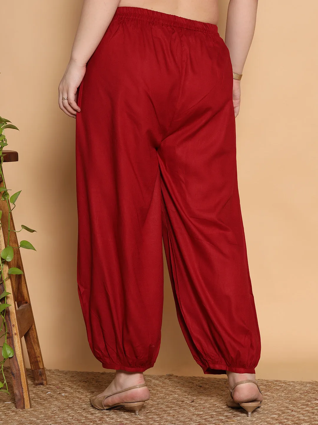Maroon Rayon Balloon Salwar
