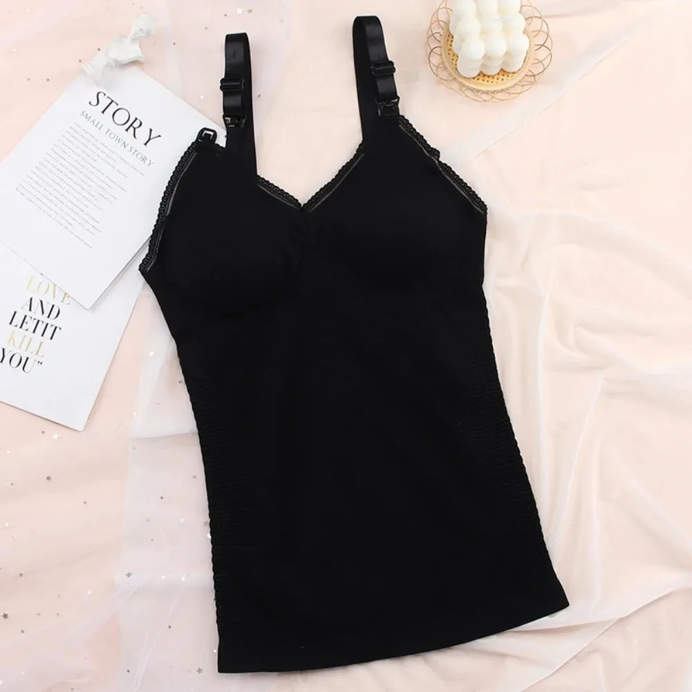 Maternity Clothing Cotton Solid Sling Vest Pregnant Nursing Women High Support Comfortable Tank Top Cool Versatile Undershirt