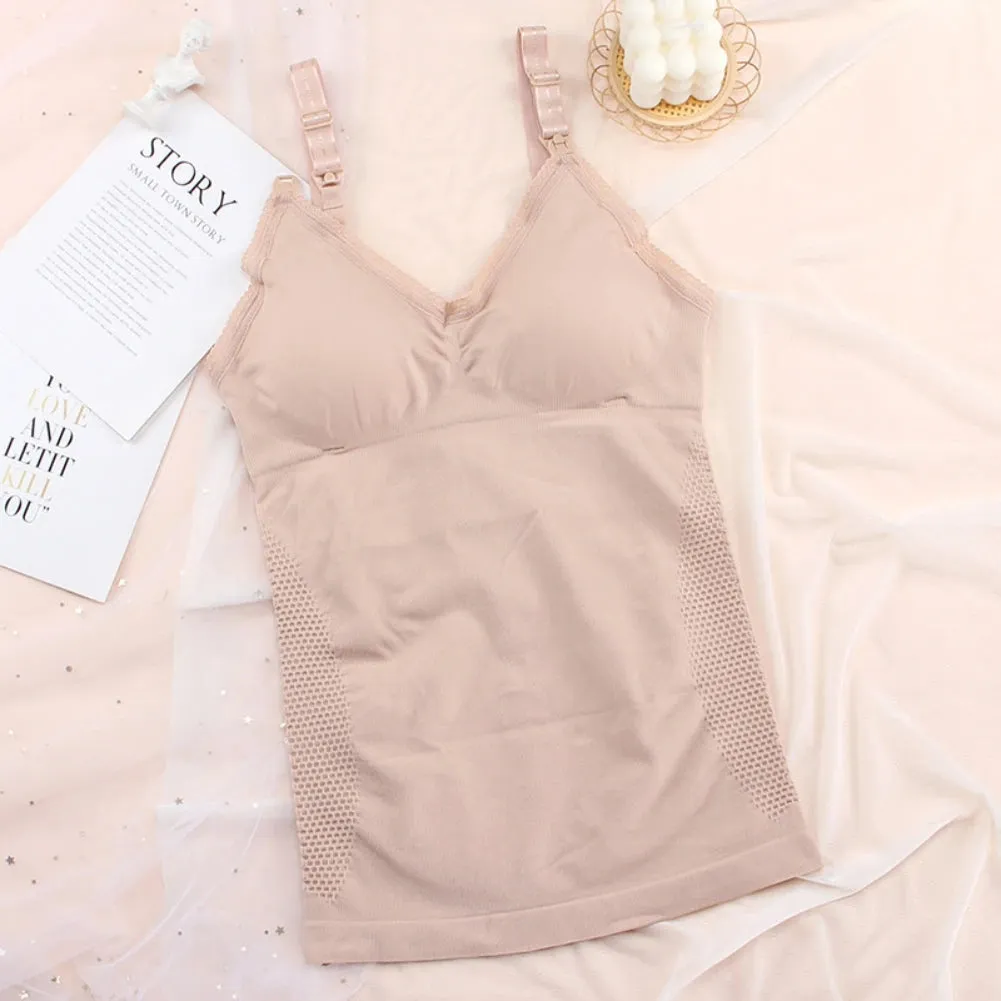 Maternity Clothing Cotton Solid Sling Vest Pregnant Nursing Women High Support Comfortable Tank Top Cool Versatile Undershirt