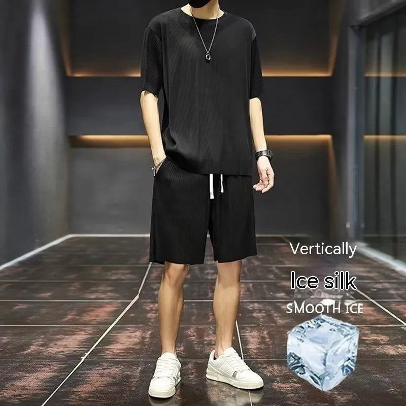 Men's Thin Loose Short-sleeved and Shorts Quick-drying Two-piece Set