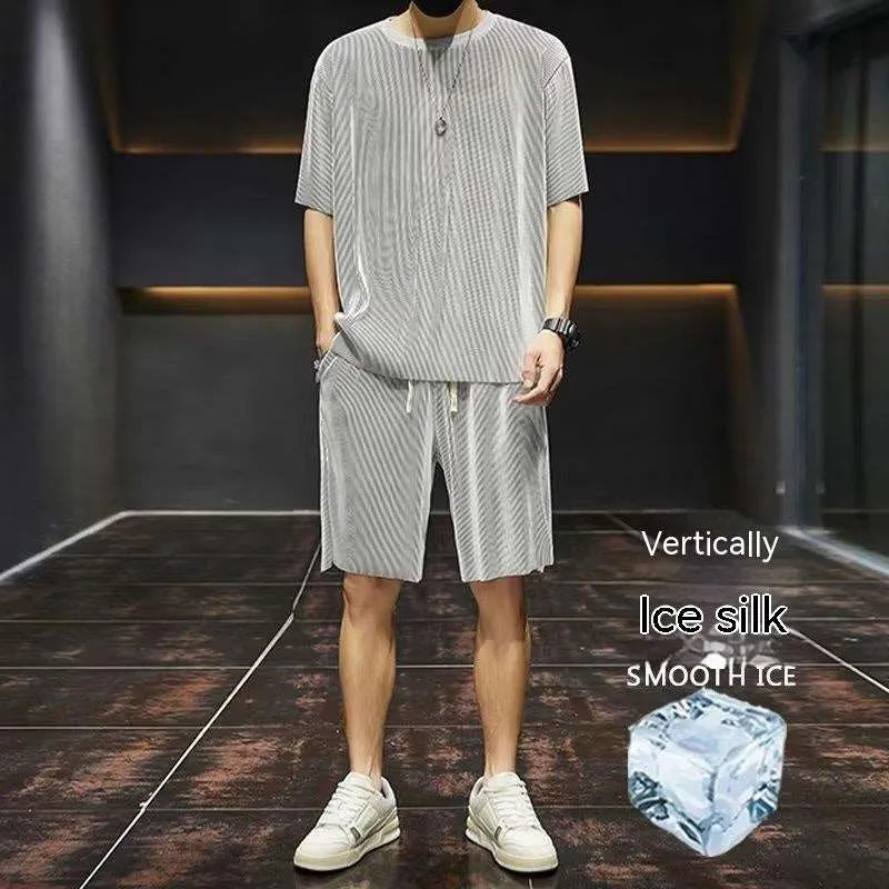 Men's Thin Loose Short-sleeved and Shorts Quick-drying Two-piece Set