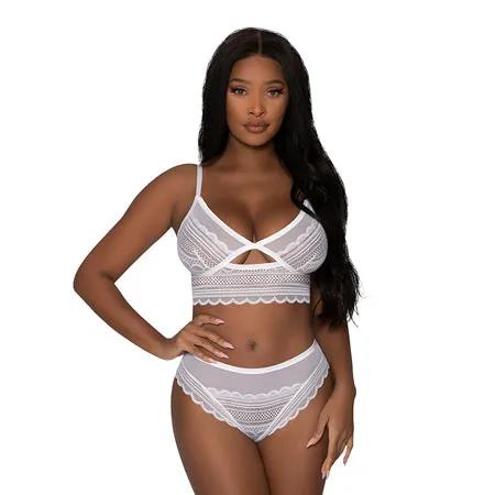 Modern Romance Bralette & Cheeky Hipster White S/M